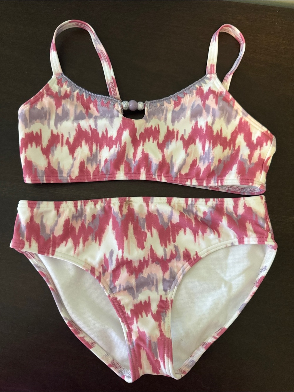 Abercrombie Kids Girls Pink & Lavender Printed Two-Piece Swim Set